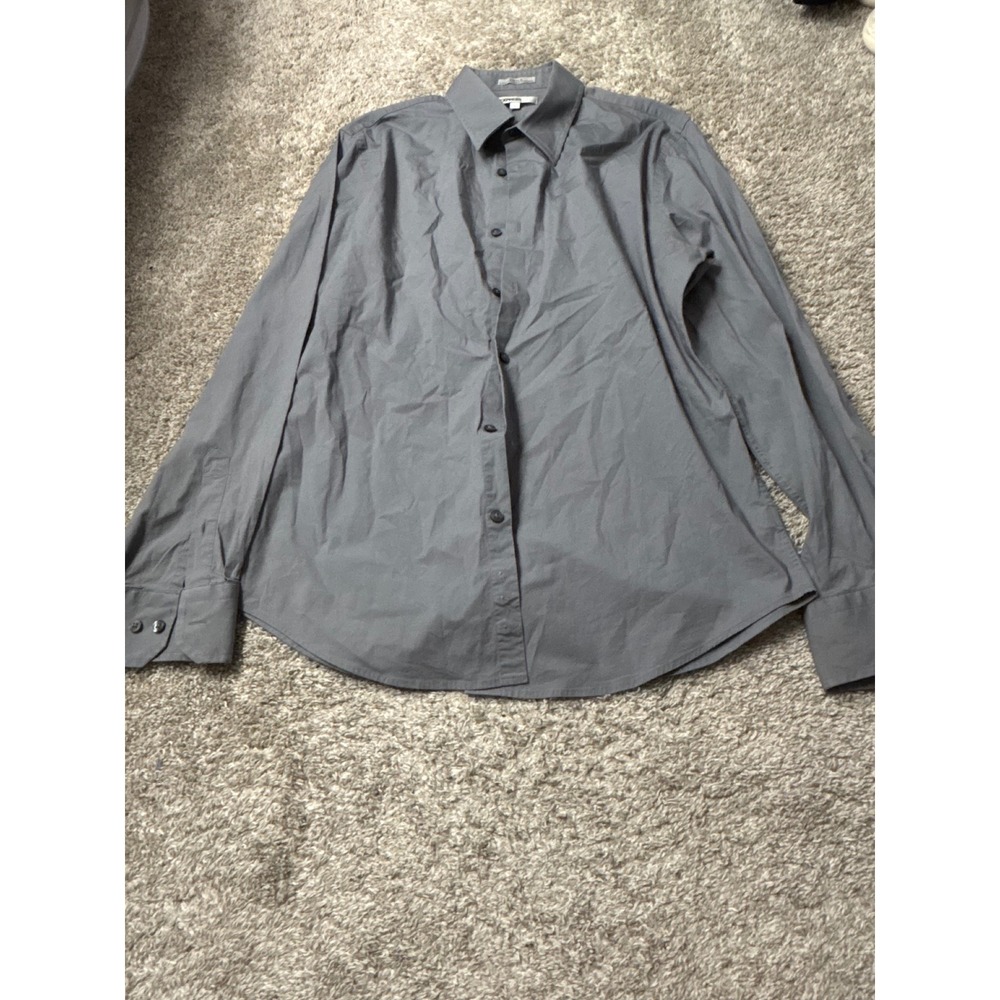 Express MX Mens Gray Fitted Stretch Cotton Dress Shirt Large 16-16.5 507196